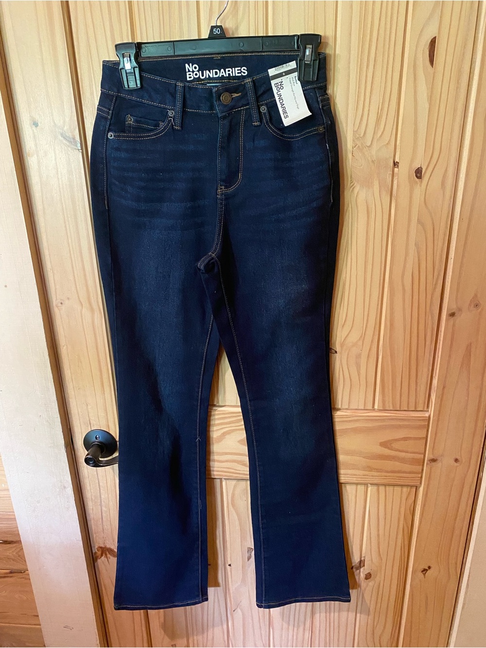 No Boundaries Women's Dark Indigo Wide Leg Jeans